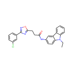 CCn1c2ccccc2c2cc(NC(=O)CCc3nc(-c4cccc(Cl)c4)no3)ccc21 ZINC000040975305