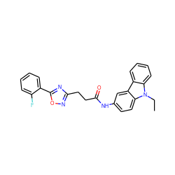 CCn1c2ccccc2c2cc(NC(=O)CCc3noc(-c4ccccc4F)n3)ccc21 ZINC000040975293