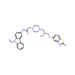 CCn1c2ccccc2c2cc(NC(=O)CN3CCN(C[C@@H](O)COc4ccc5sc(C)nc5c4)CC3)ccc21 ZINC000022449474