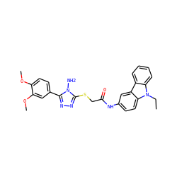 CCn1c2ccccc2c2cc(NC(=O)CSc3nnc(-c4ccc(OC)c(OC)c4)n3N)ccc21 ZINC000002337151