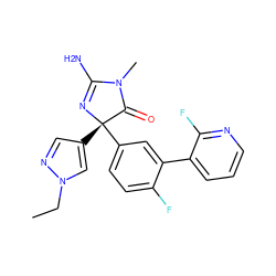 CCn1cc([C@@]2(c3ccc(F)c(-c4cccnc4F)c3)N=C(N)N(C)C2=O)cn1 ZINC000034803605