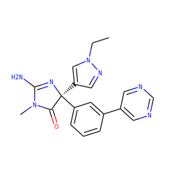 CCn1cc([C@@]2(c3cccc(-c4cncnc4)c3)N=C(N)N(C)C2=O)cn1 ZINC000072181807