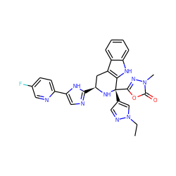 CCn1cc([C@@]2(c3nn(C)c(=O)o3)N[C@@H](c3ncc(-c4ccc(F)cn4)[nH]3)Cc3c2[nH]c2ccccc32)cn1 ZINC000138847949