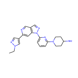 CCn1cc(-c2cc3c(cn2)cnn3-c2cccc(N3CCC(N)CC3)n2)cn1 ZINC000224860981