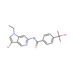 CCn1cc(Br)c2cnc(NC(=O)c3ccc(C(C)(C)O)cc3)cc21 ZINC000072316115