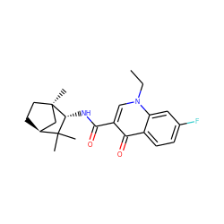 CCn1cc(C(=O)N[C@@H]2C(C)(C)[C@H]3CC[C@]2(C)C3)c(=O)c2ccc(F)cc21 ZINC000095579430