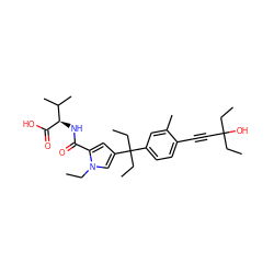 CCn1cc(C(CC)(CC)c2ccc(C#CC(O)(CC)CC)c(C)c2)cc1C(=O)N[C@@H](C(=O)O)C(C)C ZINC001772614441