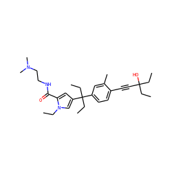 CCn1cc(C(CC)(CC)c2ccc(C#CC(O)(CC)CC)c(C)c2)cc1C(=O)NCCN(C)C ZINC001772598555