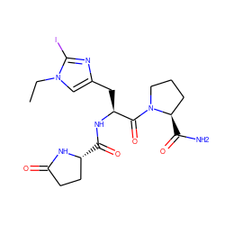 CCn1cc(C[C@H](NC(=O)[C@@H]2CCC(=O)N2)C(=O)N2CCC[C@H]2C(N)=O)nc1I ZINC000653733676