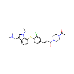 CCn1cc(CN(C)C)c2cccc(Sc3ccc(/C=C/C(=O)N4CCN(C(C)=O)CC4)cc3Cl)c21 ZINC000013862557