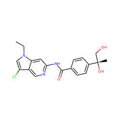 CCn1cc(Cl)c2cnc(NC(=O)c3ccc([C@@](C)(O)CO)cc3)cc21 ZINC000118577991