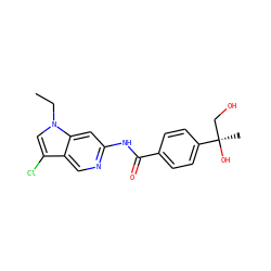 CCn1cc(Cl)c2cnc(NC(=O)c3ccc([C@](C)(O)CO)cc3)cc21 ZINC000118577980