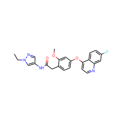 CCn1cc(NC(=O)Cc2ccc(Oc3ccnc4cc(F)ccc34)cc2OC)cn1 ZINC000084634483