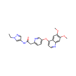 CCn1cc(NC(=O)Cc2ccc(Oc3ccnc4cc(OC)c(OC)cc34)cn2)cn1 ZINC000084596735