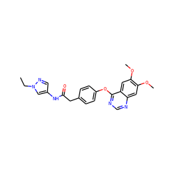 CCn1cc(NC(=O)Cc2ccc(Oc3ncnc4cc(OC)c(OC)cc34)cc2)cn1 ZINC000035879486