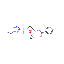 CCn1cc(S(=O)(=O)N2CC(CNC(=O)c3ccc(Cl)cc3Cl)(CC3CC3)C2)nn1 ZINC000040414293