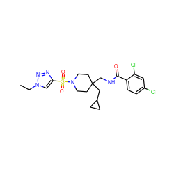 CCn1cc(S(=O)(=O)N2CCC(CNC(=O)c3ccc(Cl)cc3Cl)(CC3CC3)CC2)nn1 ZINC000040937239