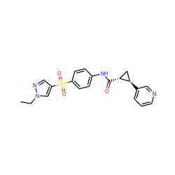 CCn1cc(S(=O)(=O)c2ccc(NC(=O)[C@@H]3C[C@H]3c3cccnc3)cc2)cn1 ZINC000103241067