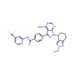 CCn1cc2c(n1)CCC[C@H]2n1nc(-c2ccc(C(=O)Nc3cc(C(F)(F)F)ccn3)cc2)c2c(N)ncnc21 ZINC000217084096