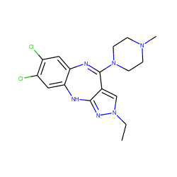 CCn1cc2c(n1)Nc1cc(Cl)c(Cl)cc1N=C2N1CCN(C)CC1 ZINC000026574882