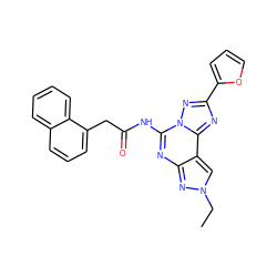 CCn1cc2c(nc(NC(=O)Cc3cccc4ccccc34)n3nc(-c4ccco4)nc23)n1 ZINC000045288634