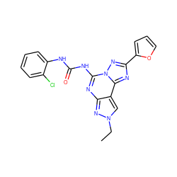 CCn1cc2c(nc(NC(=O)Nc3ccccc3Cl)n3nc(-c4ccco4)nc23)n1 ZINC000013472344