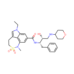 CCn1cc2c3c(cc(C(=O)N[C@@H](Cc4ccccc4)[C@H](O)CNC4CCOCC4)cc31)N(C)S(=O)(=O)CC2 ZINC000042923523