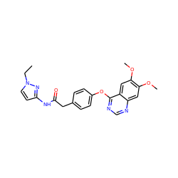 CCn1ccc(NC(=O)Cc2ccc(Oc3ncnc4cc(OC)c(OC)cc34)cc2)n1 ZINC000035970207