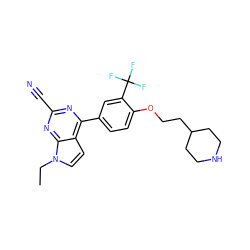 CCn1ccc2c(-c3ccc(OCCC4CCNCC4)c(C(F)(F)F)c3)nc(C#N)nc21 ZINC001772639206