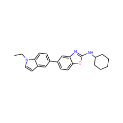 CCn1ccc2cc(-c3ccc4oc(NC5CCCCC5)nc4c3)ccc21 ZINC000149275456