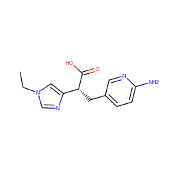 CCn1cnc([C@@H](Cc2ccc(N)nc2)C(=O)O)c1 ZINC000013529895