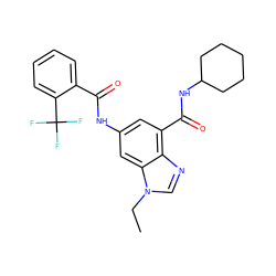 CCn1cnc2c(C(=O)NC3CCCCC3)cc(NC(=O)c3ccccc3C(F)(F)F)cc21 ZINC000205655629