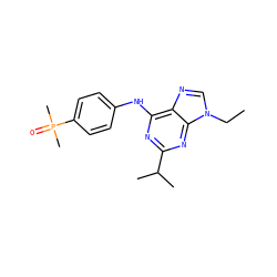 CCn1cnc2c(Nc3ccc(P(C)(C)=O)cc3)nc(C(C)C)nc21 ZINC000084714338