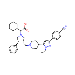 CCn1nc(-c2ccc(C#N)cc2)cc1C1CCN(C[C@H]2CN([C@@H](C(=O)O)C3CCCCC3)C[C@@H]2c2ccccc2)CC1 ZINC000028010799