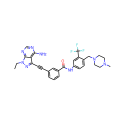 CCn1nc(C#Cc2cccc(C(=O)Nc3ccc(CN4CCN(C)CC4)c(C(F)(F)F)c3)c2)c2c(N)ncnc21 ZINC000299852033