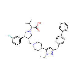 CCn1nc(Cc2ccc(-c3ccccc3)cc2)cc1C1CCN(C[C@H]2CN([C@@H](C(=O)O)C(C)C)C[C@@H]2c2cccc(F)c2)CC1 ZINC000028093198