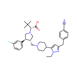 CCn1nc(Cc2ccc(C#N)cc2)cc1C1CCN(C[C@H]2CN([C@@H](C(=O)O)C(C)(C)C)C[C@@H]2c2cccc(F)c2)CC1 ZINC000028020265