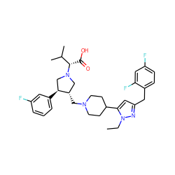 CCn1nc(Cc2ccc(F)cc2F)cc1C1CCN(C[C@H]2CN([C@@H](C(=O)O)C(C)C)C[C@@H]2c2cccc(F)c2)CC1 ZINC000028013334