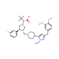 CCn1nc(Cc2ccc(OC)c(OC)c2)cc1C1CCN(C[C@H]2CN([C@@H](C(=O)O)C(C)(C)C)C[C@@H]2c2cccc(F)c2)CC1 ZINC000055646874