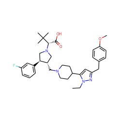 CCn1nc(Cc2ccc(OC)cc2)cc1C1CCN(C[C@H]2CN([C@@H](C(=O)O)C(C)(C)C)C[C@@H]2c2cccc(F)c2)CC1 ZINC000028016384