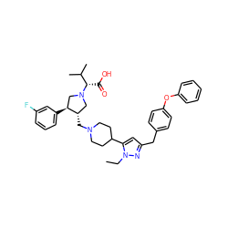 CCn1nc(Cc2ccc(Oc3ccccc3)cc2)cc1C1CCN(C[C@H]2CN([C@@H](C(=O)O)C(C)C)C[C@@H]2c2cccc(F)c2)CC1 ZINC000028013628