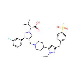 CCn1nc(Cc2ccc(S(C)(=O)=O)cc2)cc1C1CCN(C[C@H]2CN([C@@H](C(=O)O)C(C)C)C[C@@H]2c2cccc(F)c2)CC1 ZINC000028018741