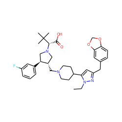 CCn1nc(Cc2ccc3c(c2)OCO3)cc1C1CCN(C[C@H]2CN([C@@H](C(=O)O)C(C)(C)C)C[C@@H]2c2cccc(F)c2)CC1 ZINC000028019479