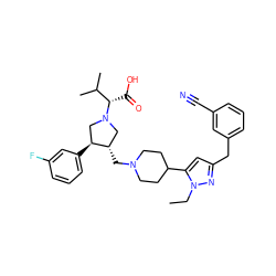 CCn1nc(Cc2cccc(C#N)c2)cc1C1CCN(C[C@H]2CN([C@@H](C(=O)O)C(C)C)C[C@@H]2c2cccc(F)c2)CC1 ZINC000028013327