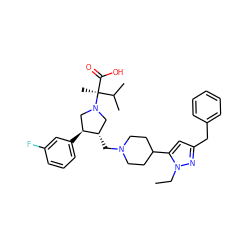 CCn1nc(Cc2ccccc2)cc1C1CCN(C[C@H]2CN([C@@](C)(C(=O)O)C(C)C)C[C@@H]2c2cccc(F)c2)CC1 ZINC000028015967