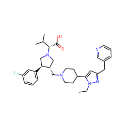 CCn1nc(Cc2cccnc2)cc1C1CCN(C[C@H]2CN([C@@H](C(=O)O)C(C)C)C[C@@H]2c2cccc(F)c2)CC1 ZINC000096302084