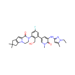 CCn1nc(Nc2cc(-c3cc(F)cc(N4CCn5c(cc6c5CC(C)(C)C6)C4=O)c3CO)cn(C)c2=O)cc1C ZINC000116056106