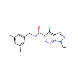 CCn1ncc2c(Cl)c(C(=O)NCc3cc(C)cc(C)c3)cnc21 ZINC000049112120