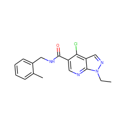 CCn1ncc2c(Cl)c(C(=O)NCc3ccccc3C)cnc21 ZINC000049055536