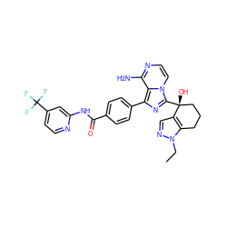 CCn1ncc2c1CCC[C@@]2(O)c1nc(-c2ccc(C(=O)Nc3cc(C(F)(F)F)ccn3)cc2)c2c(N)nccn12 ZINC000217062363